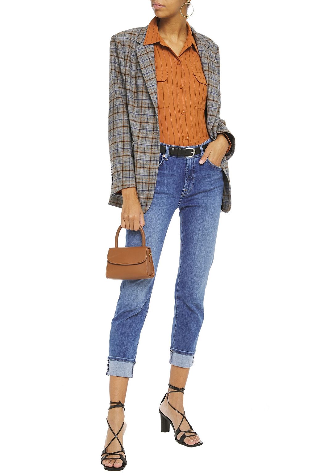 7 FOR ALL MANKIND Faded high-rise slim-leg jeans