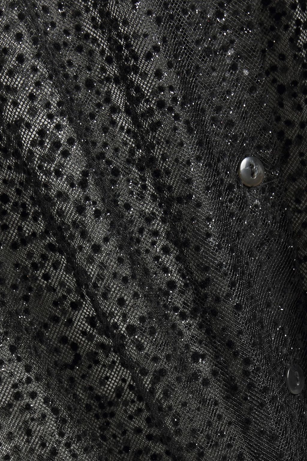 ROLAND MOURET Gaffney pussy-bow glittered flocked tulle shirt