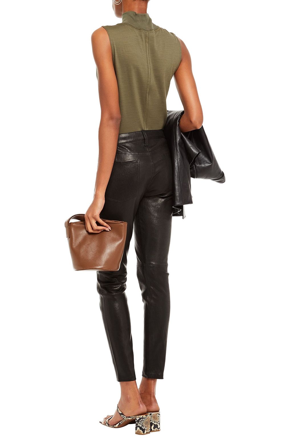 7 FOR ALL MANKIND Cropped leather skinny pants