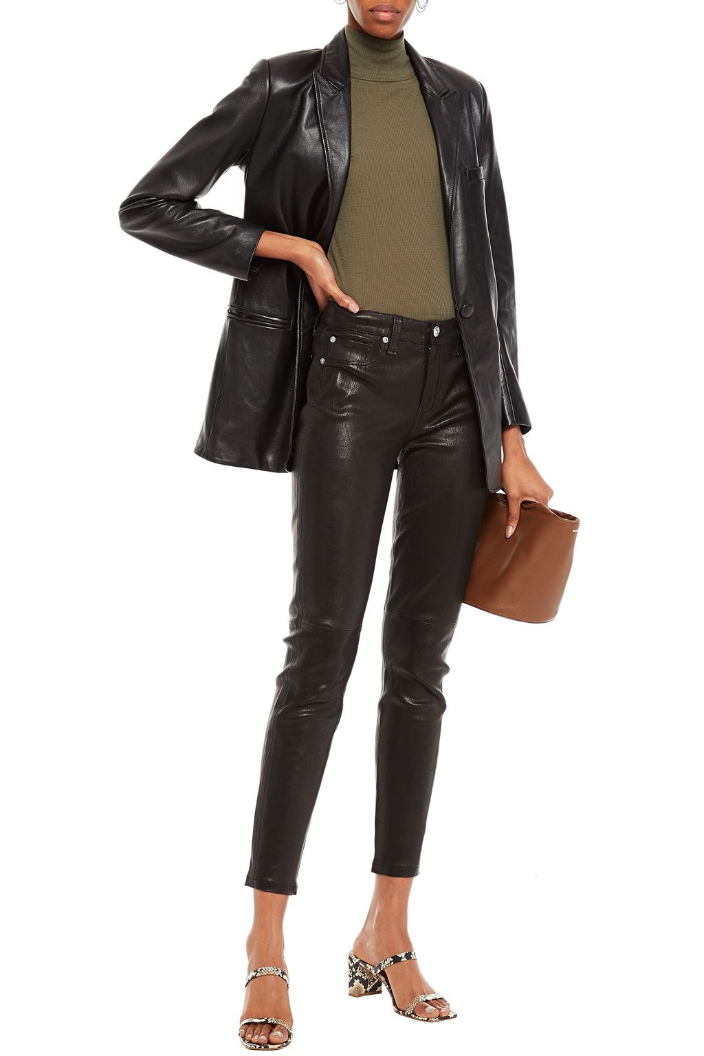 7 FOR ALL MANKIND Cropped leather skinny pants