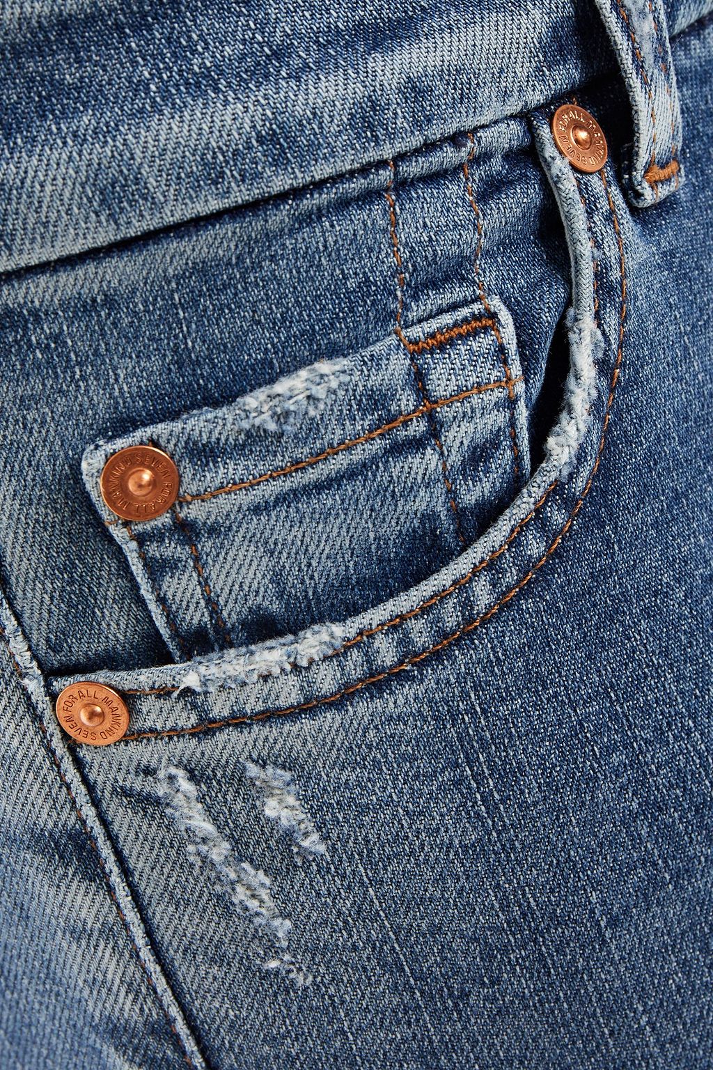 7 FOR ALL MANKIND Distressed mid-rise slim-leg jeans