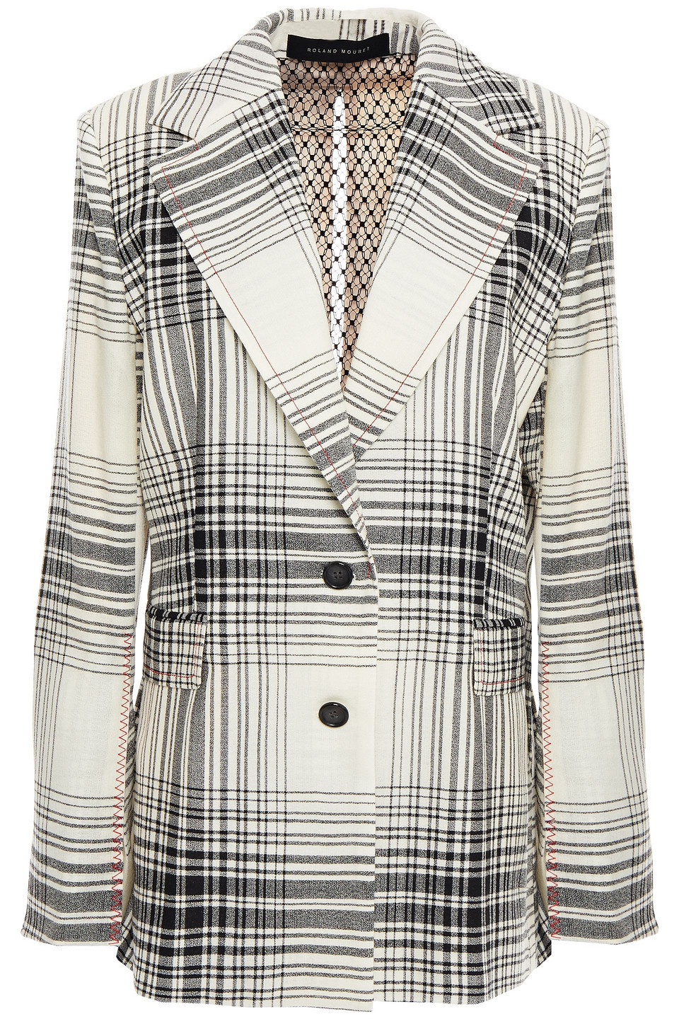 Roland Mouret Woman Moorehead Cutout Checked Wool Blazer Ecru Size 10