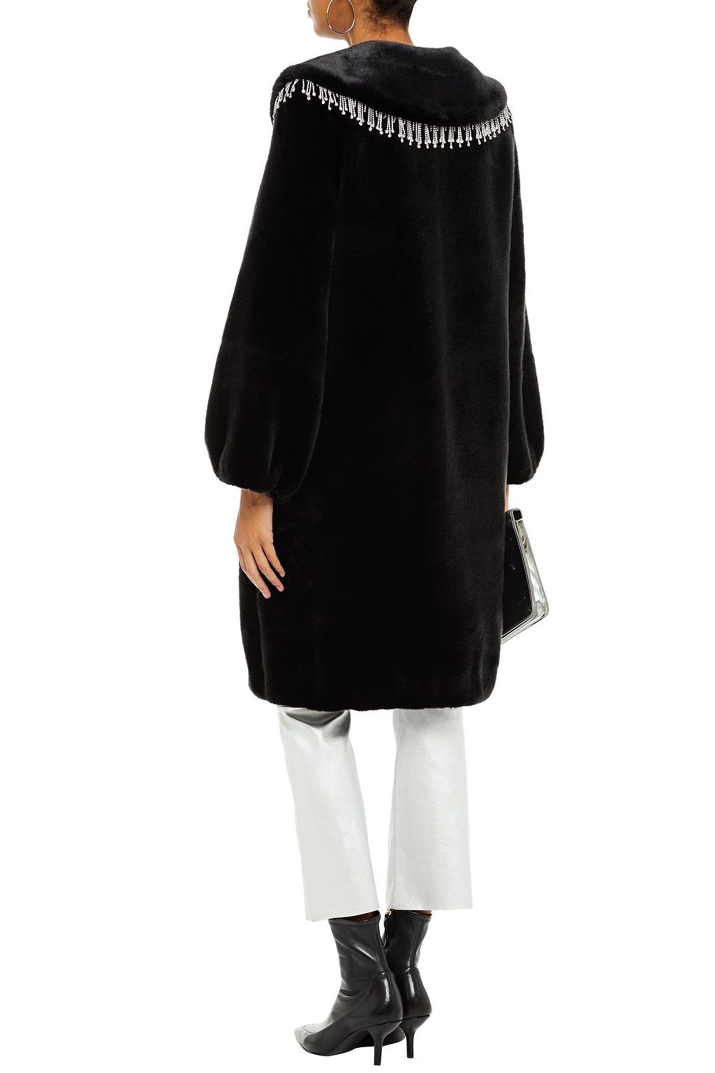 SHRIMPS Weston crystal-embellished faux fur coat