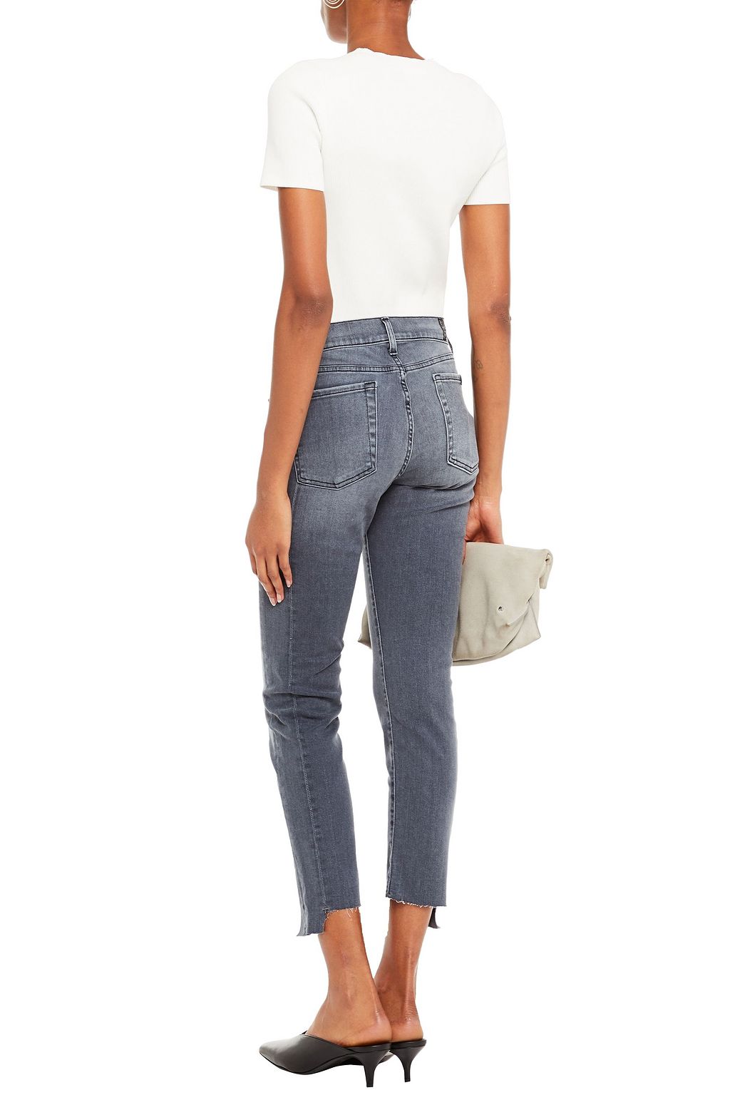 7 FOR ALL MANKIND Roxanne cropped frayed mid-rise skinny jeans