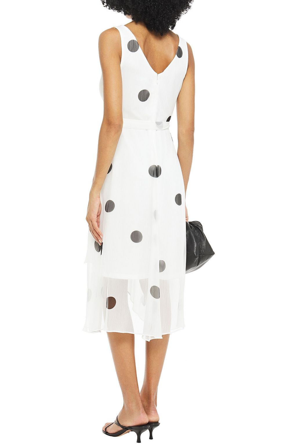 DKNY Wrap-effect polka-dot crepon midi dress