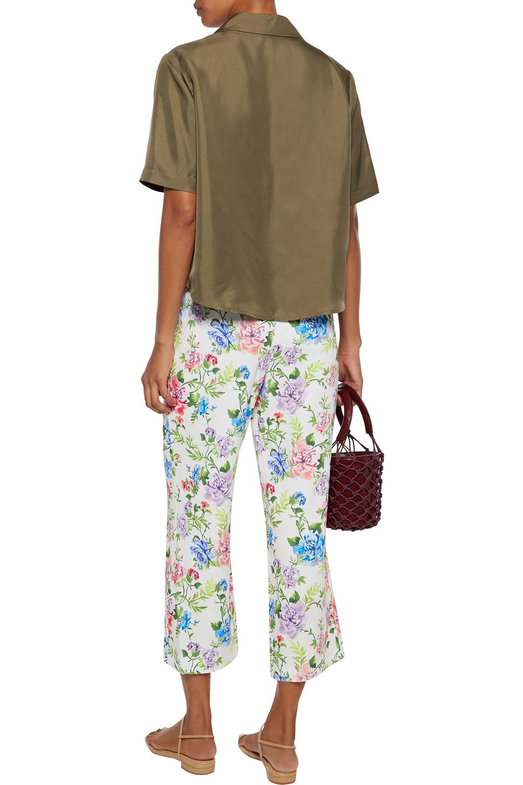 ALICE + OLIVIA Lorinda cropped floral-print crepe straight-leg pants