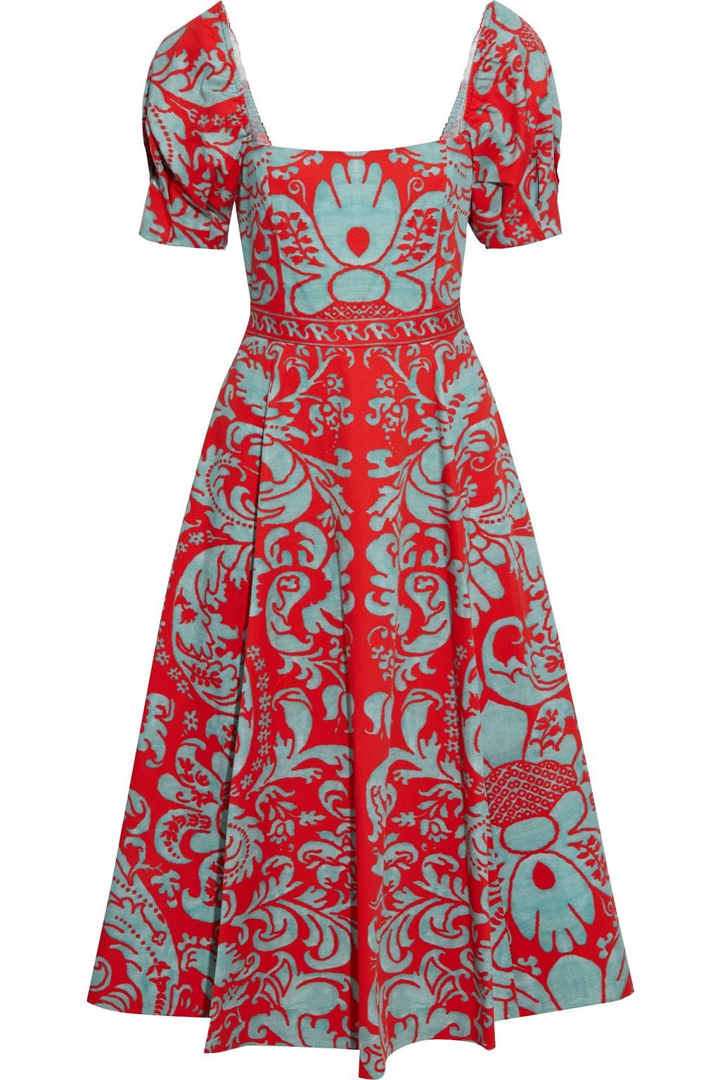 ALICE + OLIVIA Fredia flared printed cotton-blend midi dress | THE OUTNET