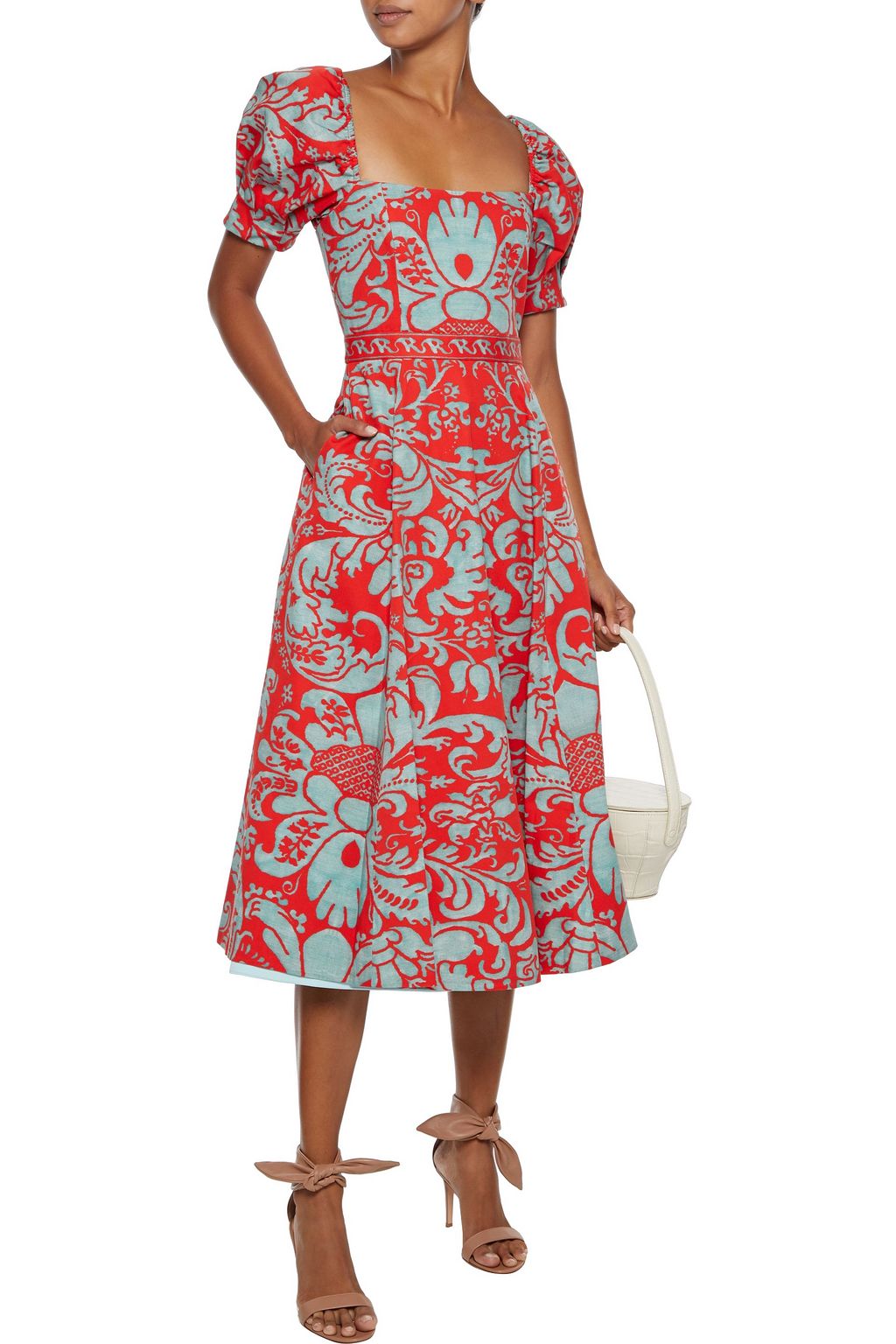 ALICE + OLIVIA Fredia flared printed cotton-blend midi dress