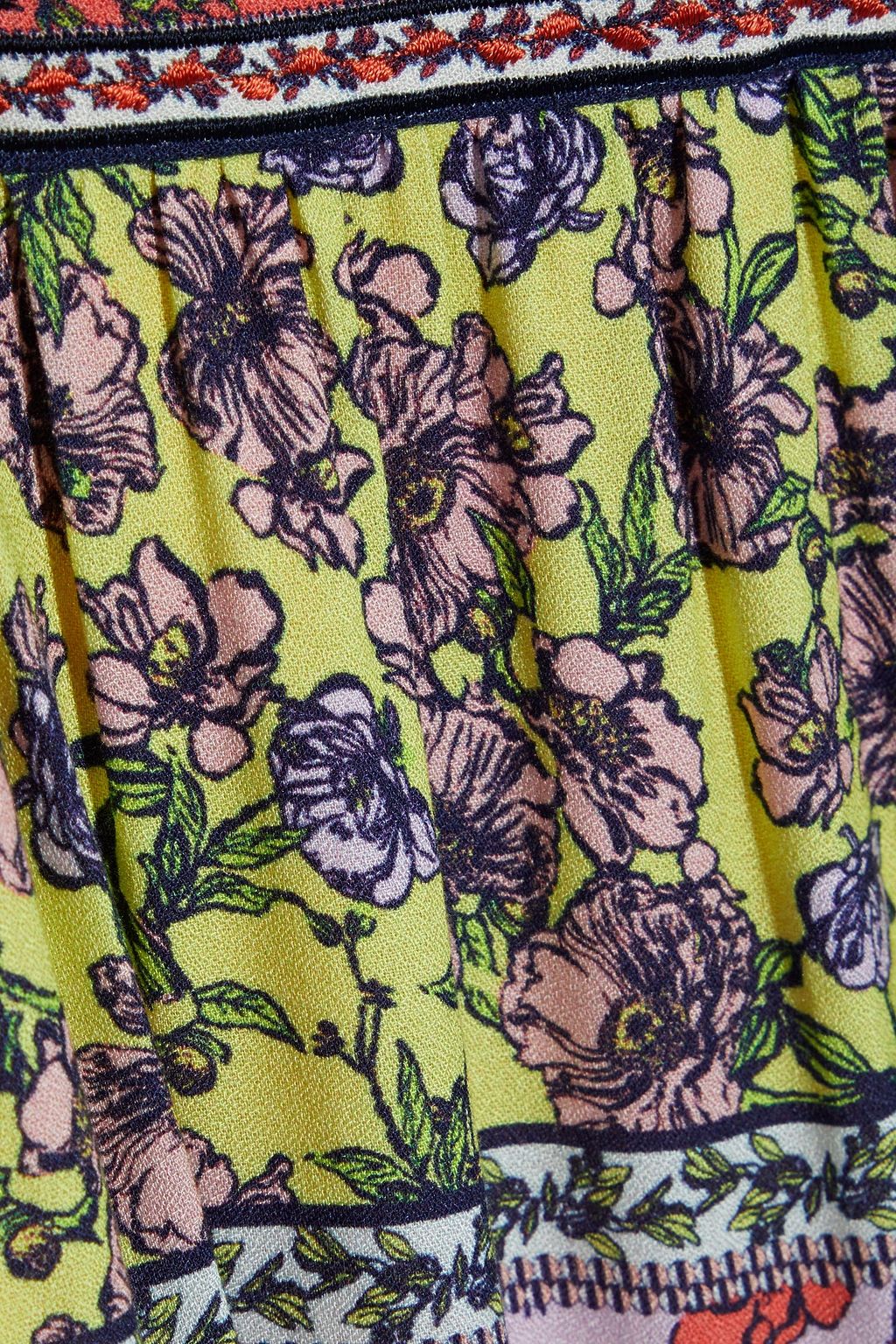 ALICE + OLIVIA Lena embroidered floral-print washed-crepe maxi dress