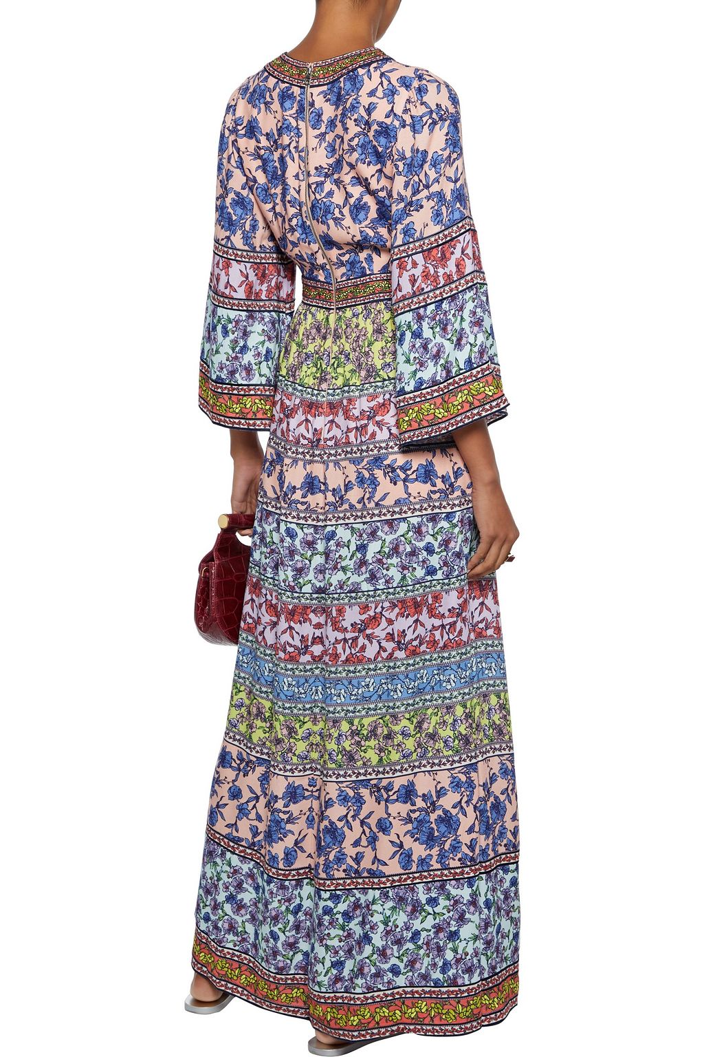 ALICE + OLIVIA Lena embroidered floral-print washed-crepe maxi dress