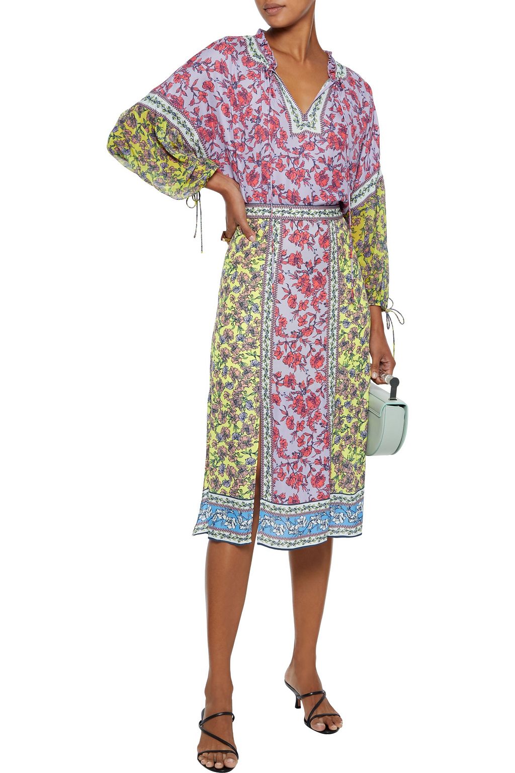 ALICE + OLIVIA Athena floral-print crepe de chine skirt