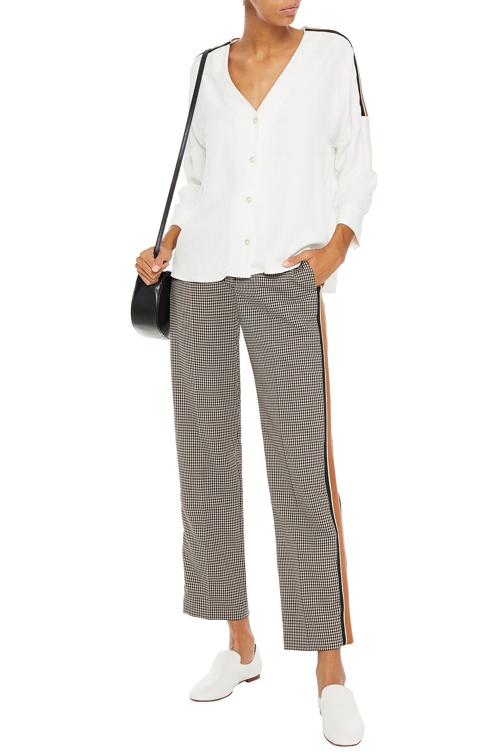 SANDRO Nils houndstooth jacquard straight-leg pants