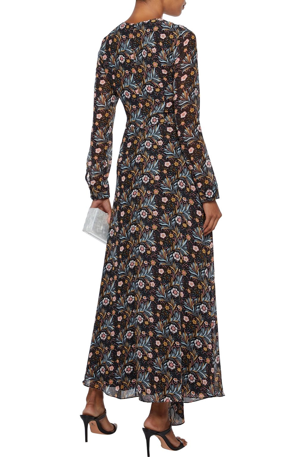 MIKAEL AGHAL Wrap-effect floral-print crepe de chine maxi dress