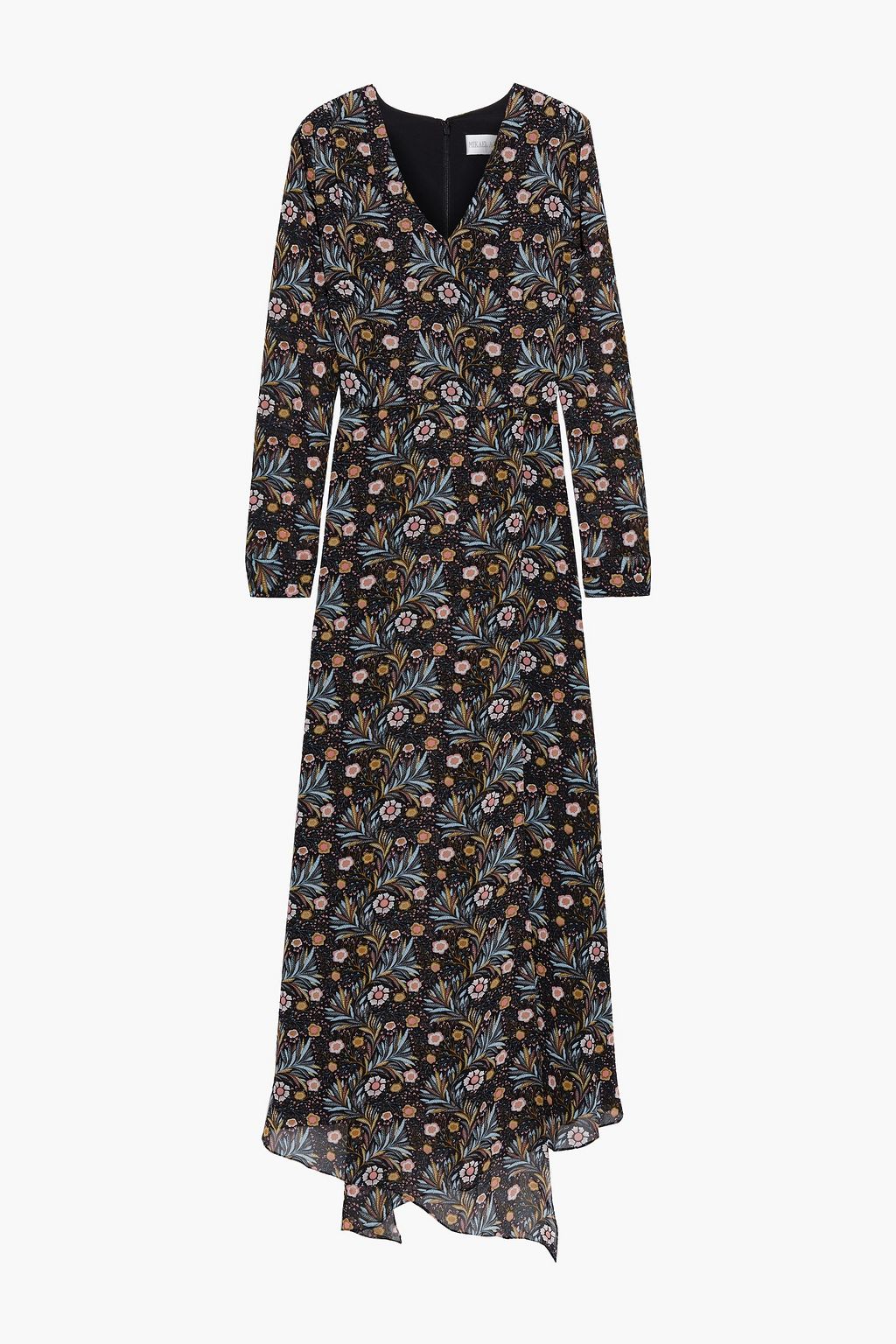 floral-print crepe de chine maxi dress ...