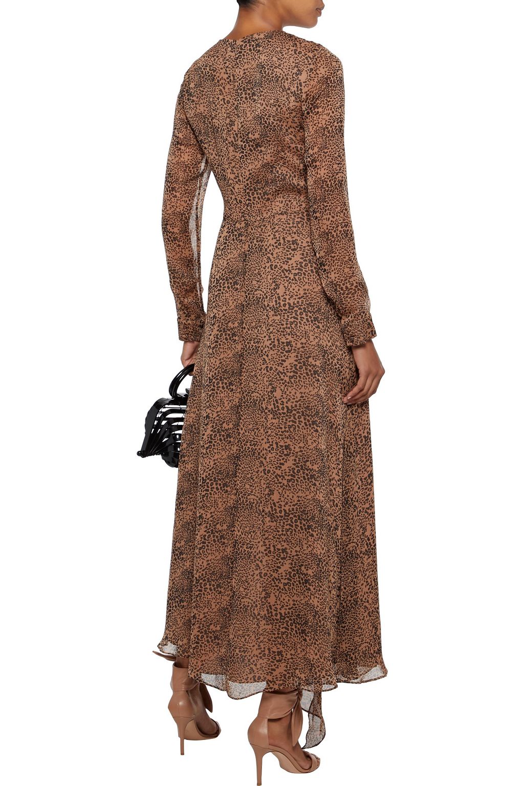 MIKAEL AGHAL Asymmetric leopard-print georgette maxi dress
