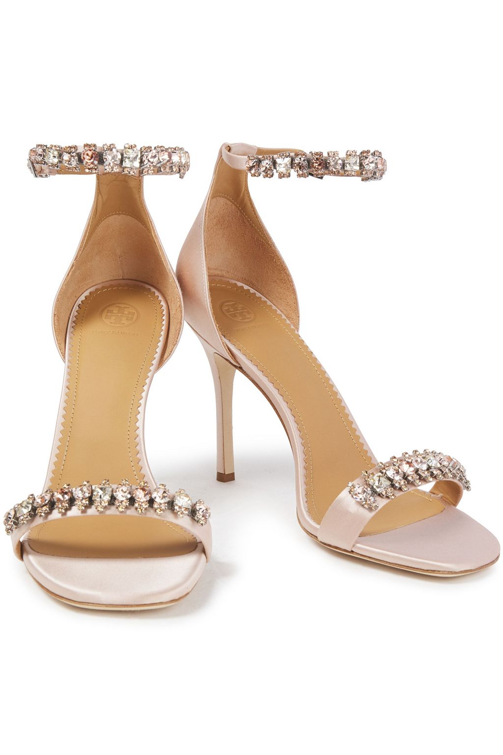 TORY BURCH Crystal-embellished satin sandals
