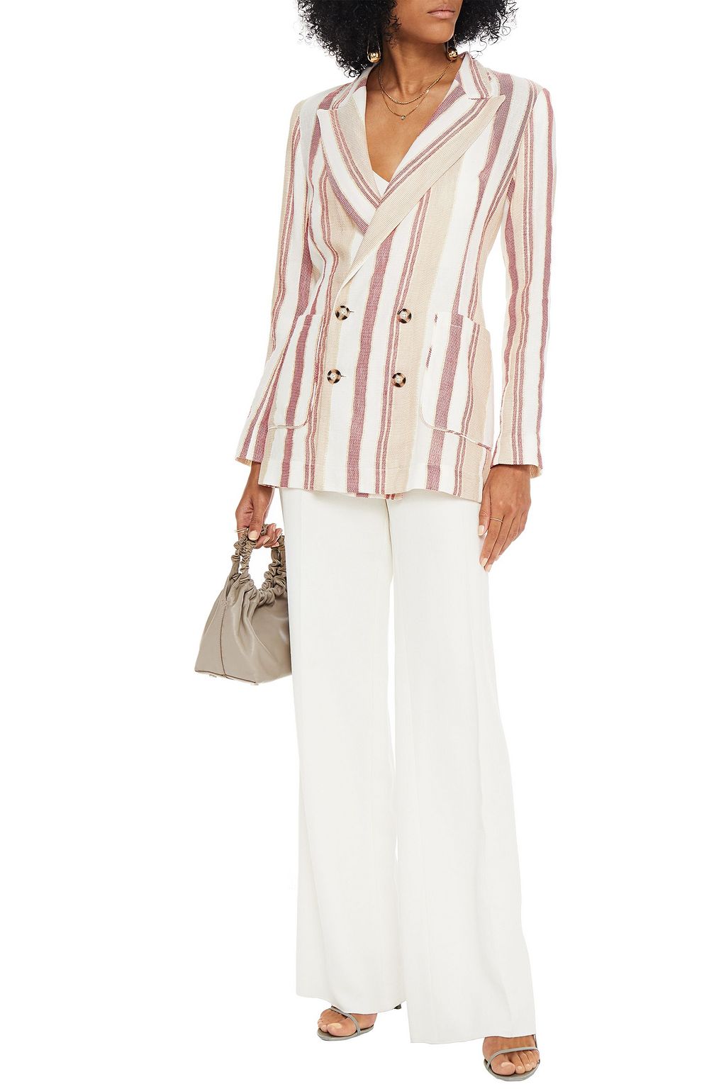 ROLAND MOURET Talbot double-breasted striped jacquard blazer