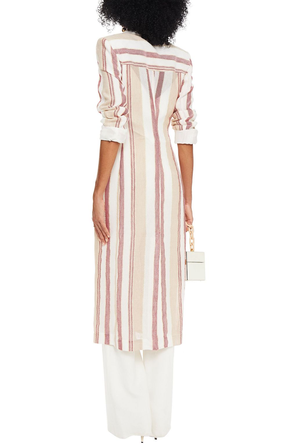 ROLAND MOURET Selwood belted striped jacquard coat