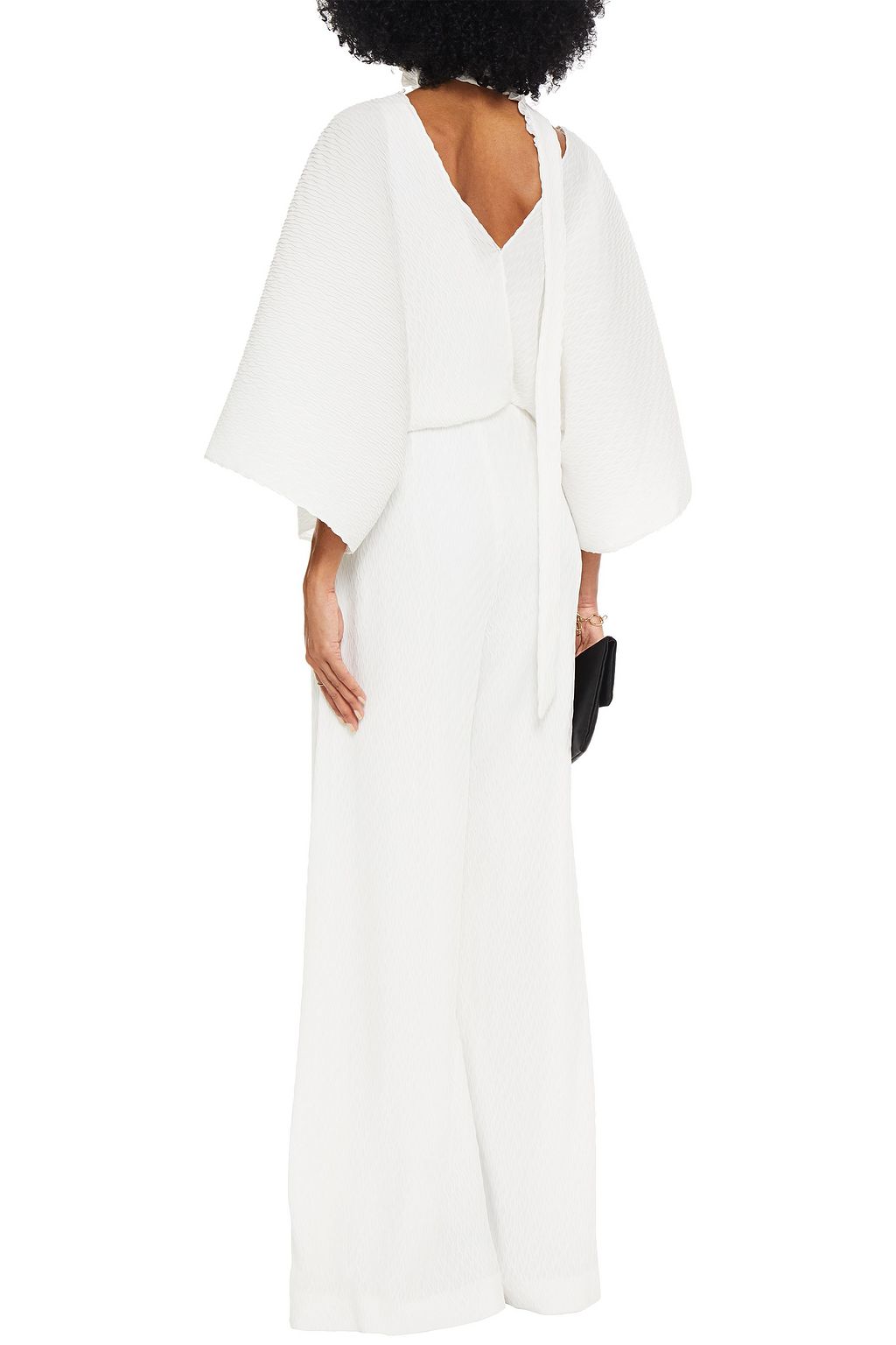 ROLAND MOURET Barnim plissé crepe de chine wide-leg jumpsuit