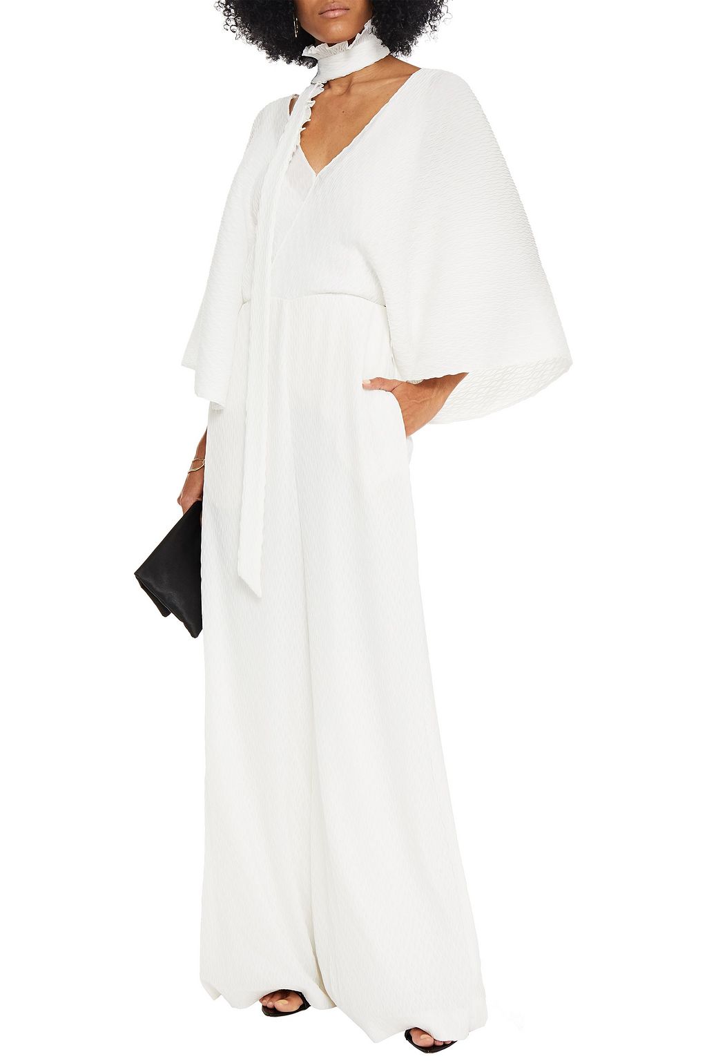 ROLAND MOURET Barnim plissé crepe de chine wide-leg jumpsuit