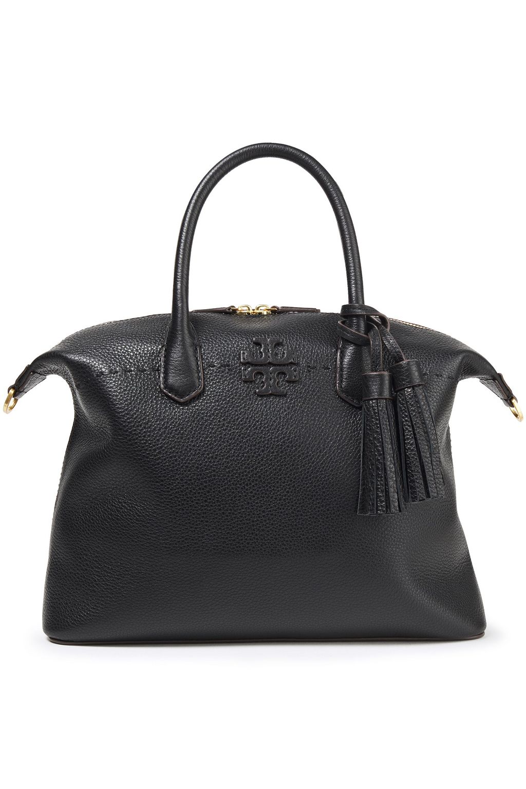 tory burch black pebbled leather tote