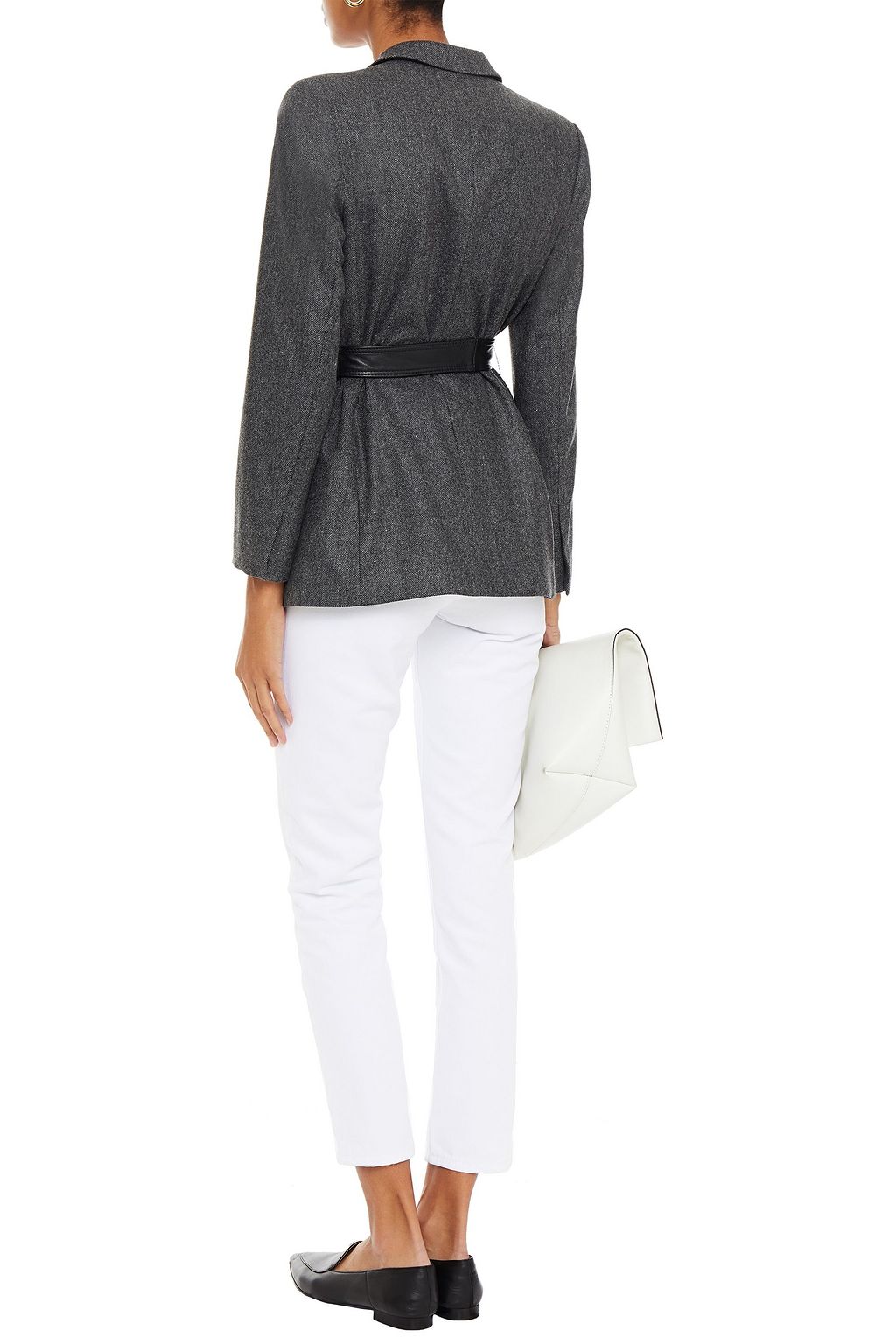 SANDRO Belted wool-blend blazer