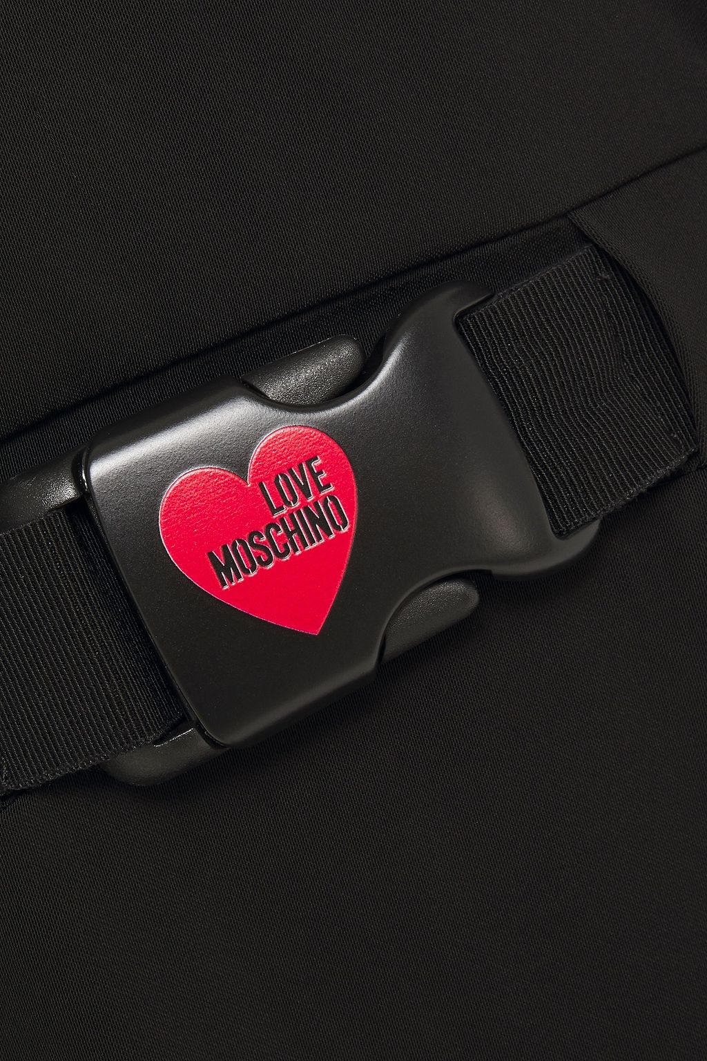 LOVE MOSCHINO Buckled stretch-cady mini dress
