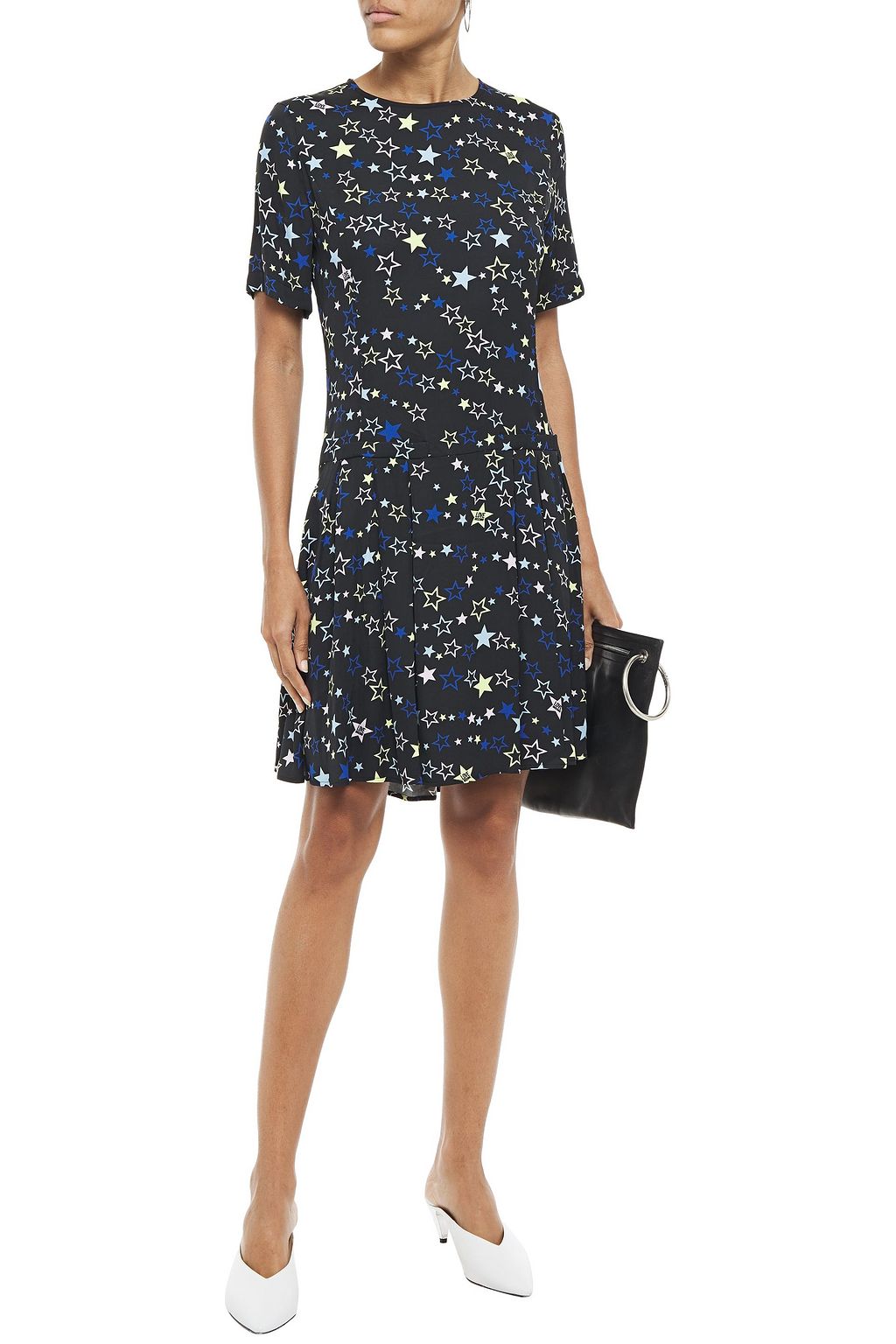 LOVE MOSCHINO Pleated printed twill dress