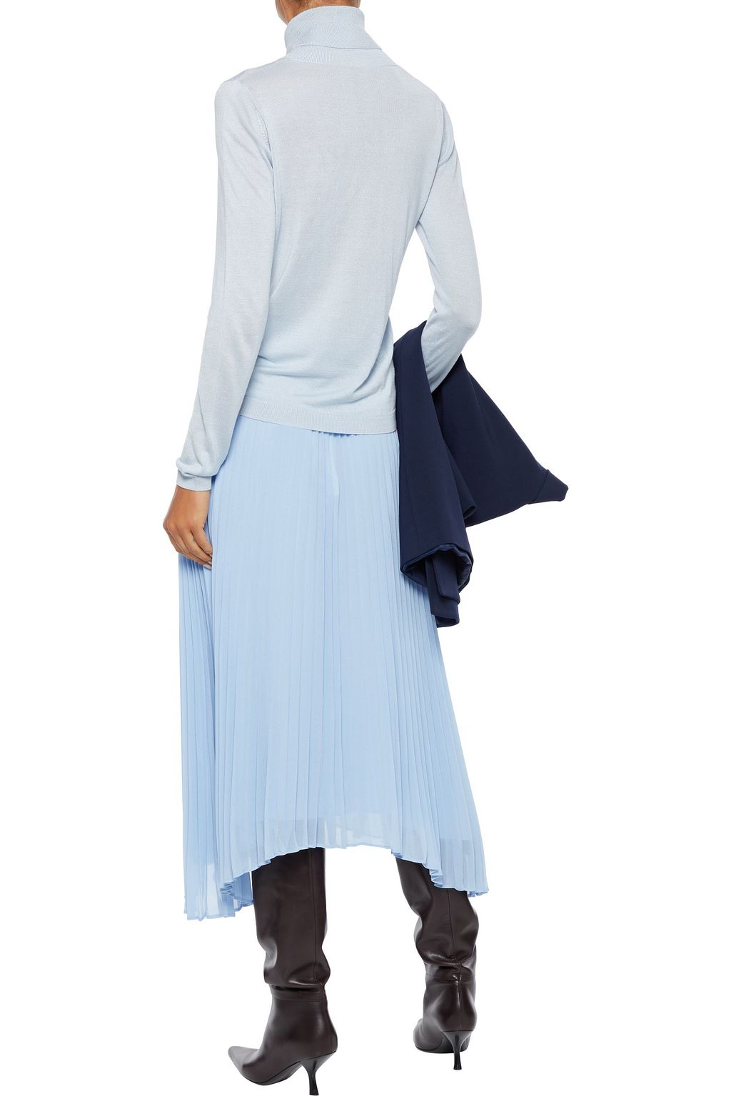 IRIS & INK Sophia pleated crepe de chine midi skirt