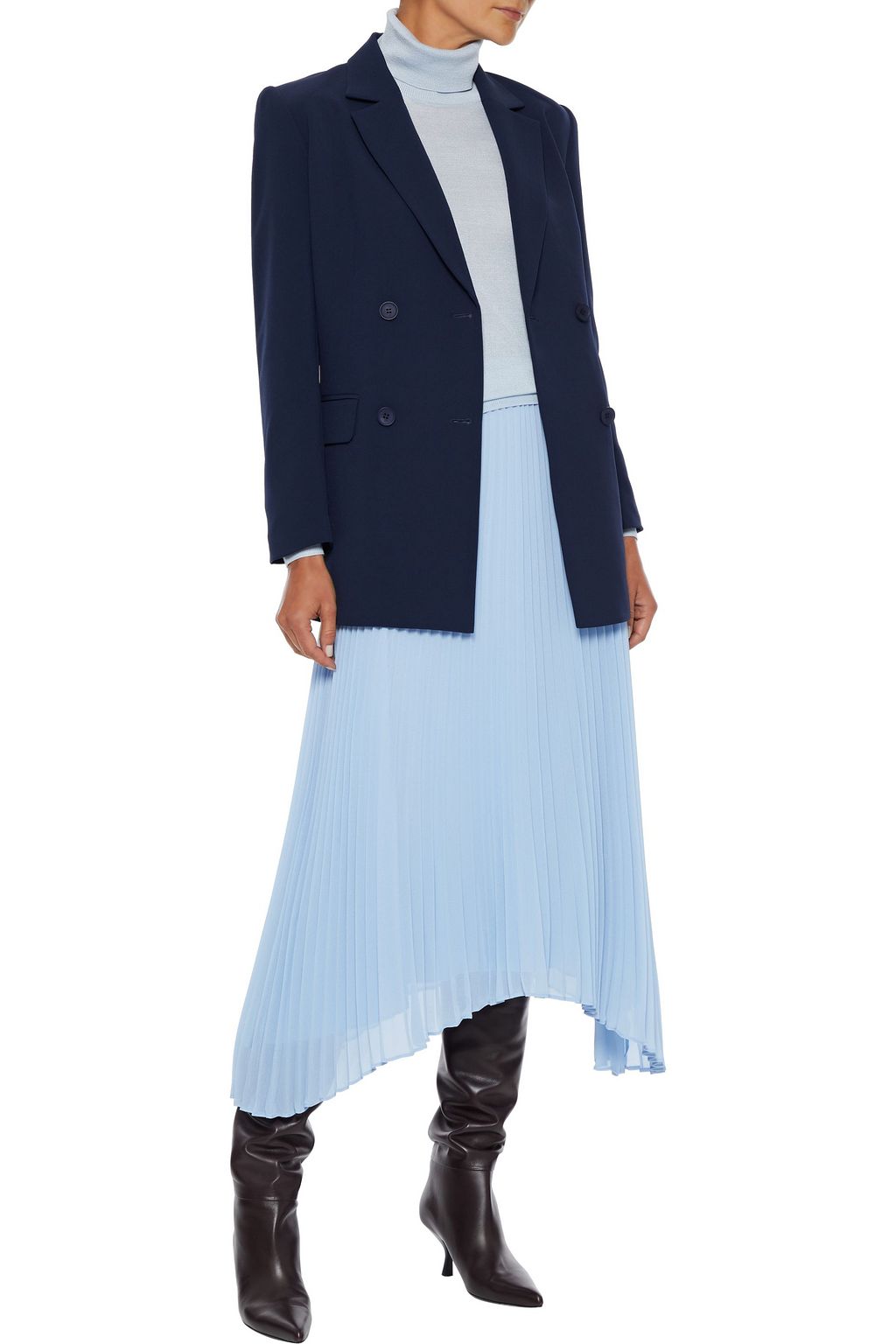 IRIS & INK Sophia pleated crepe de chine midi skirt