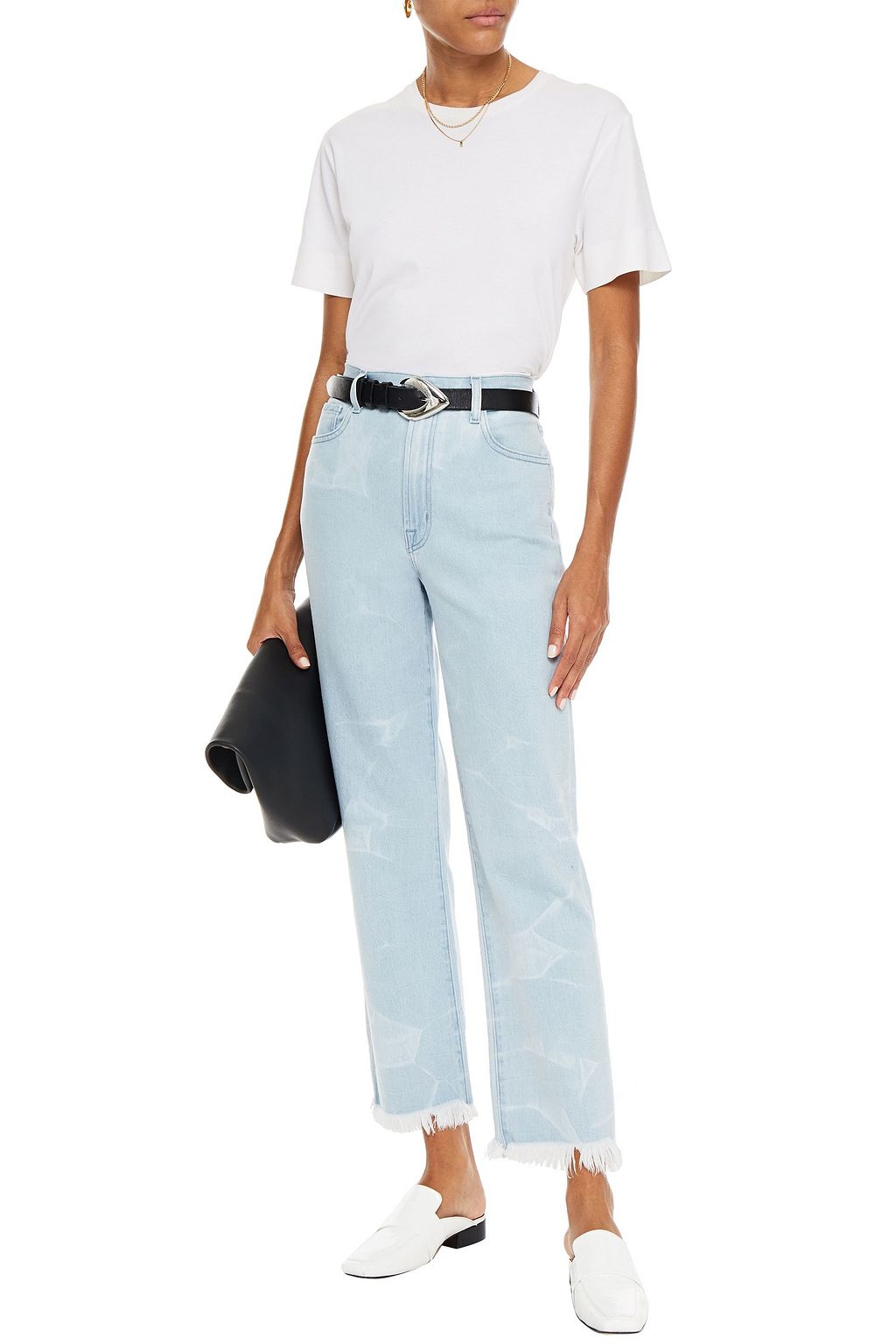 J BRAND Joan cropped distressed high-rise straight-leg jeans