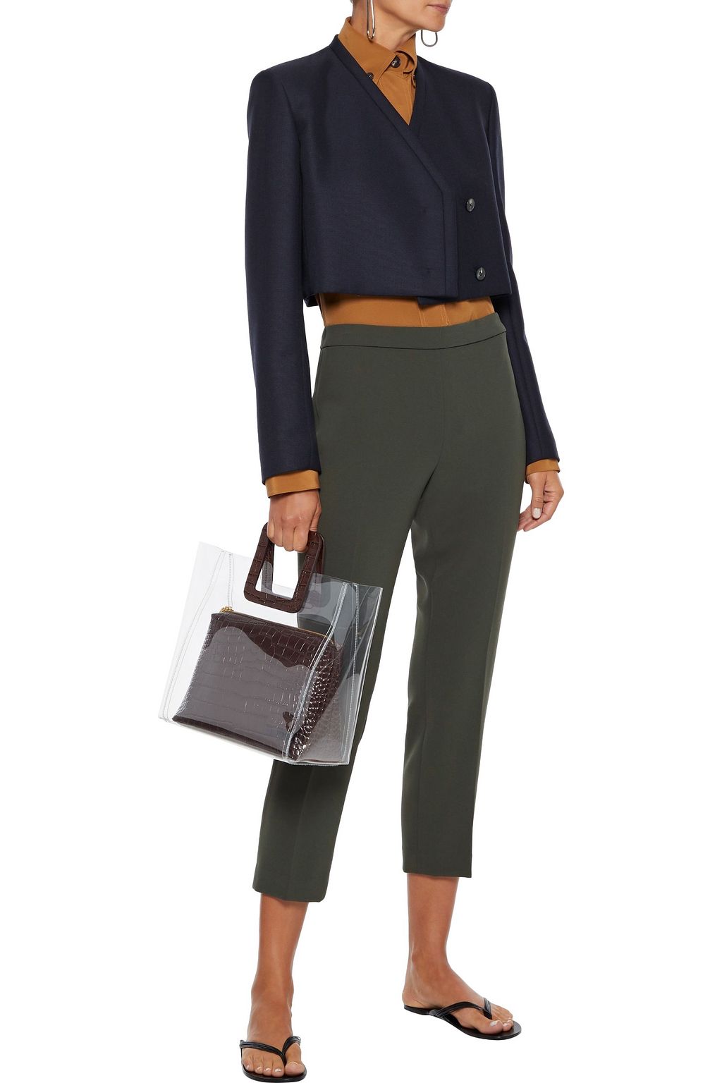 THEORY Cropped crepe slim-leg pants
