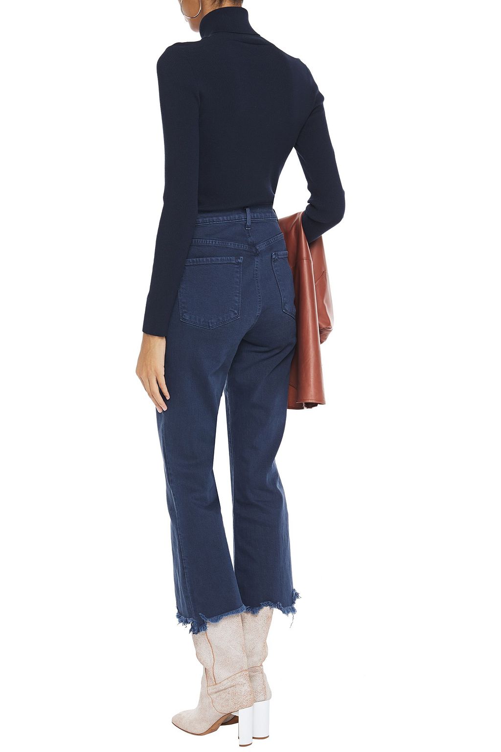 J BRAND Frayed mid-rise flared jeans