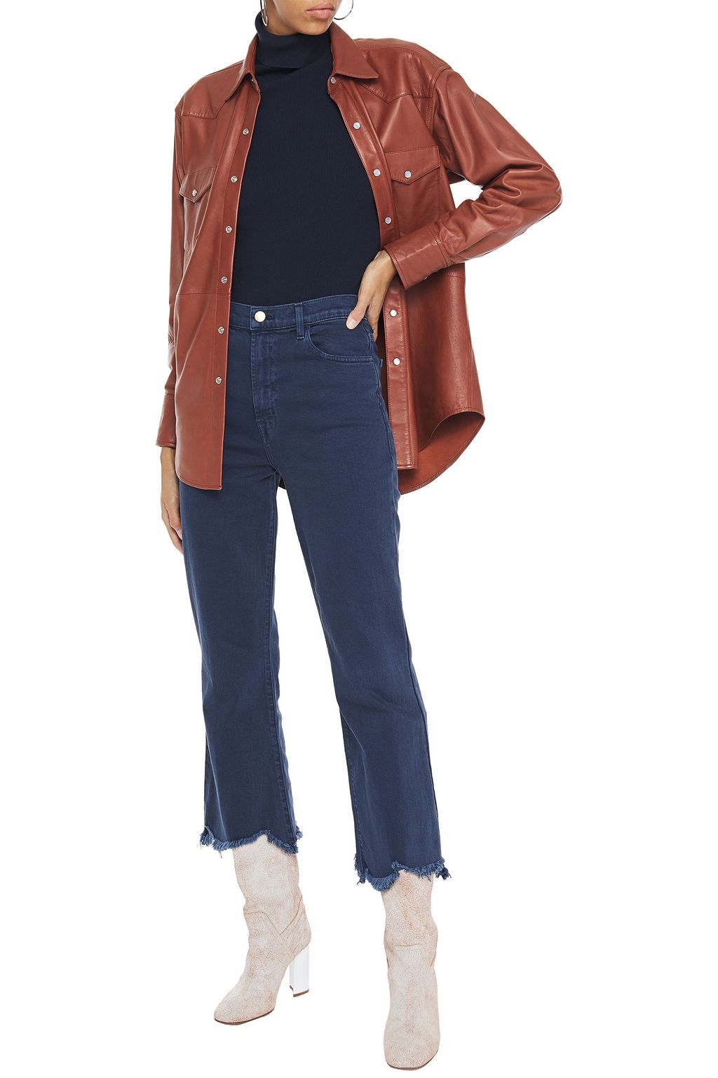 J BRAND Frayed mid-rise flared jeans