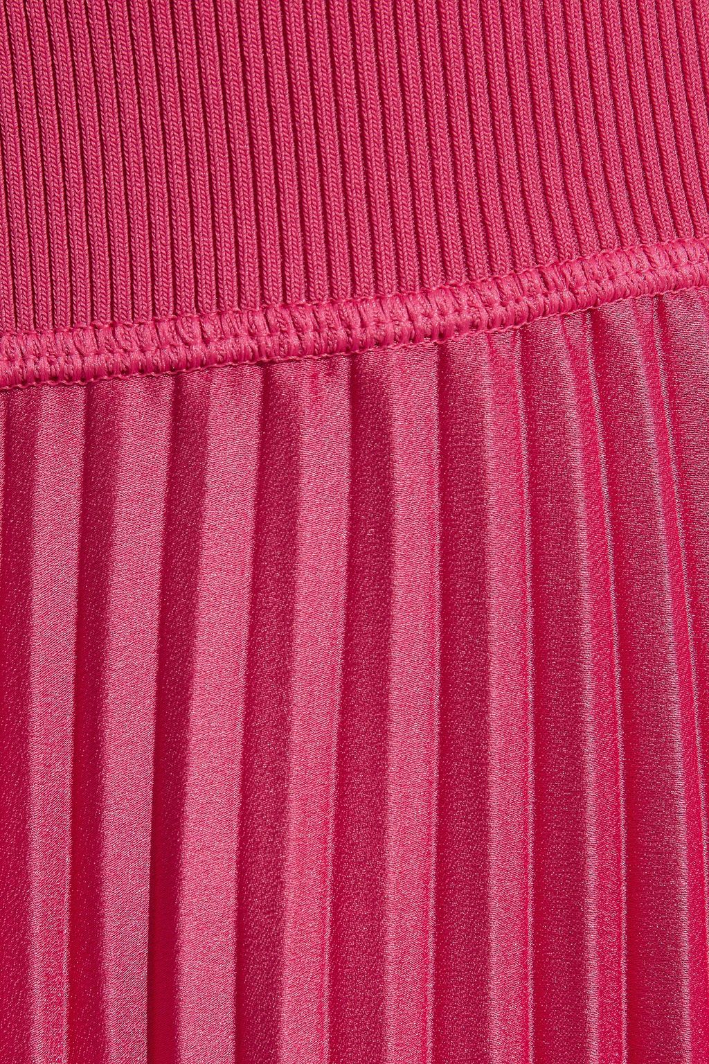 THEORY Ribbed-knit and pleated satin-crepe midi dress
