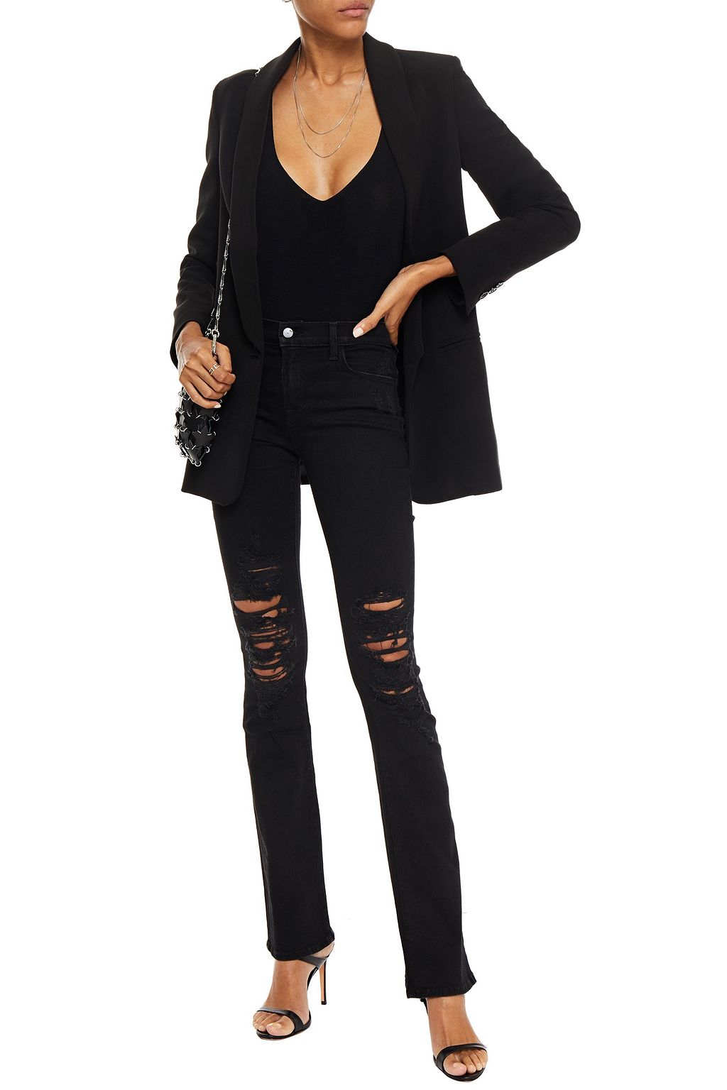 J BRAND Distressed mid-rise bootcut jeans