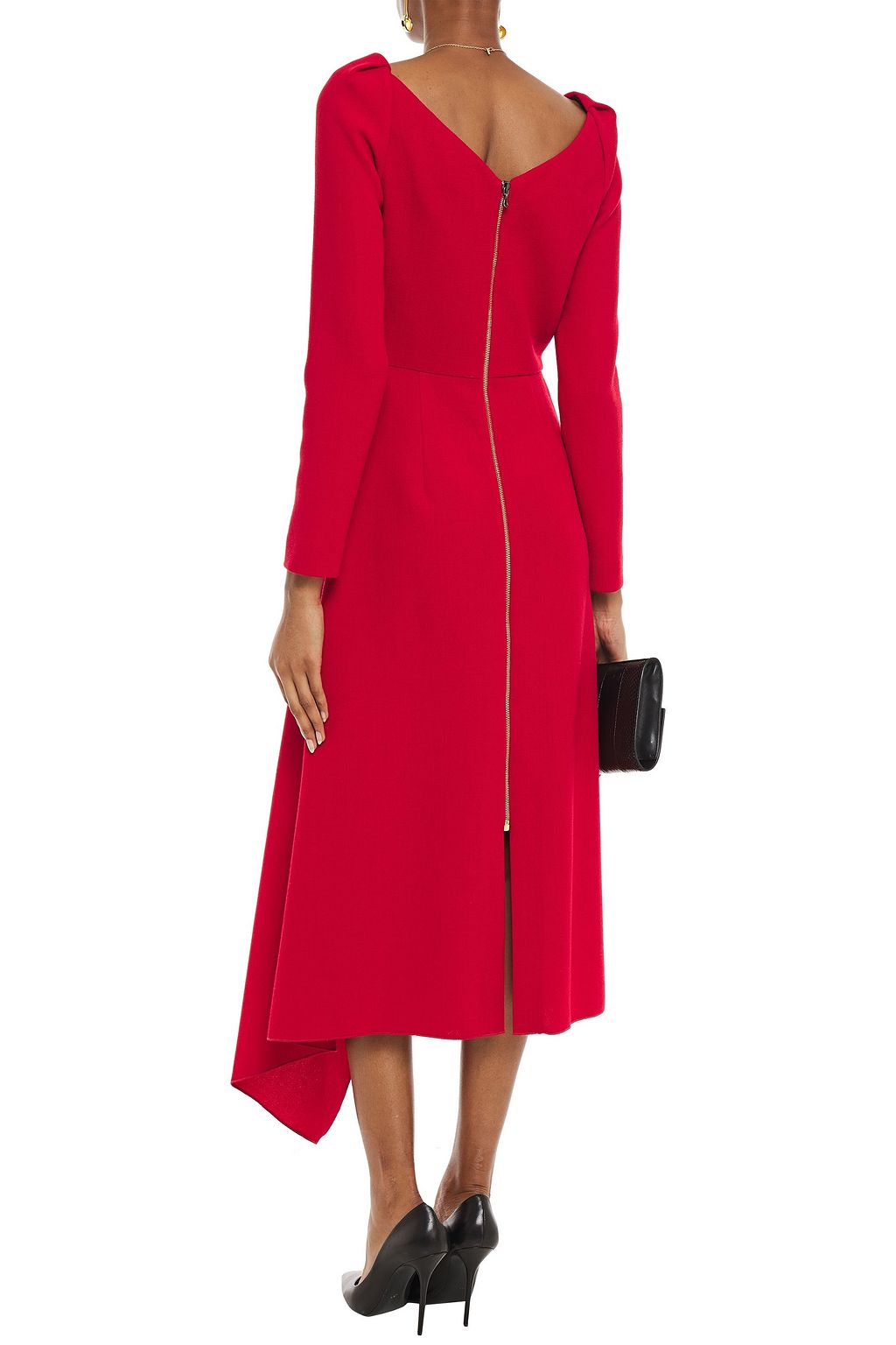 ROLAND MOURET Blackwater draped wool-crepe midi dress
