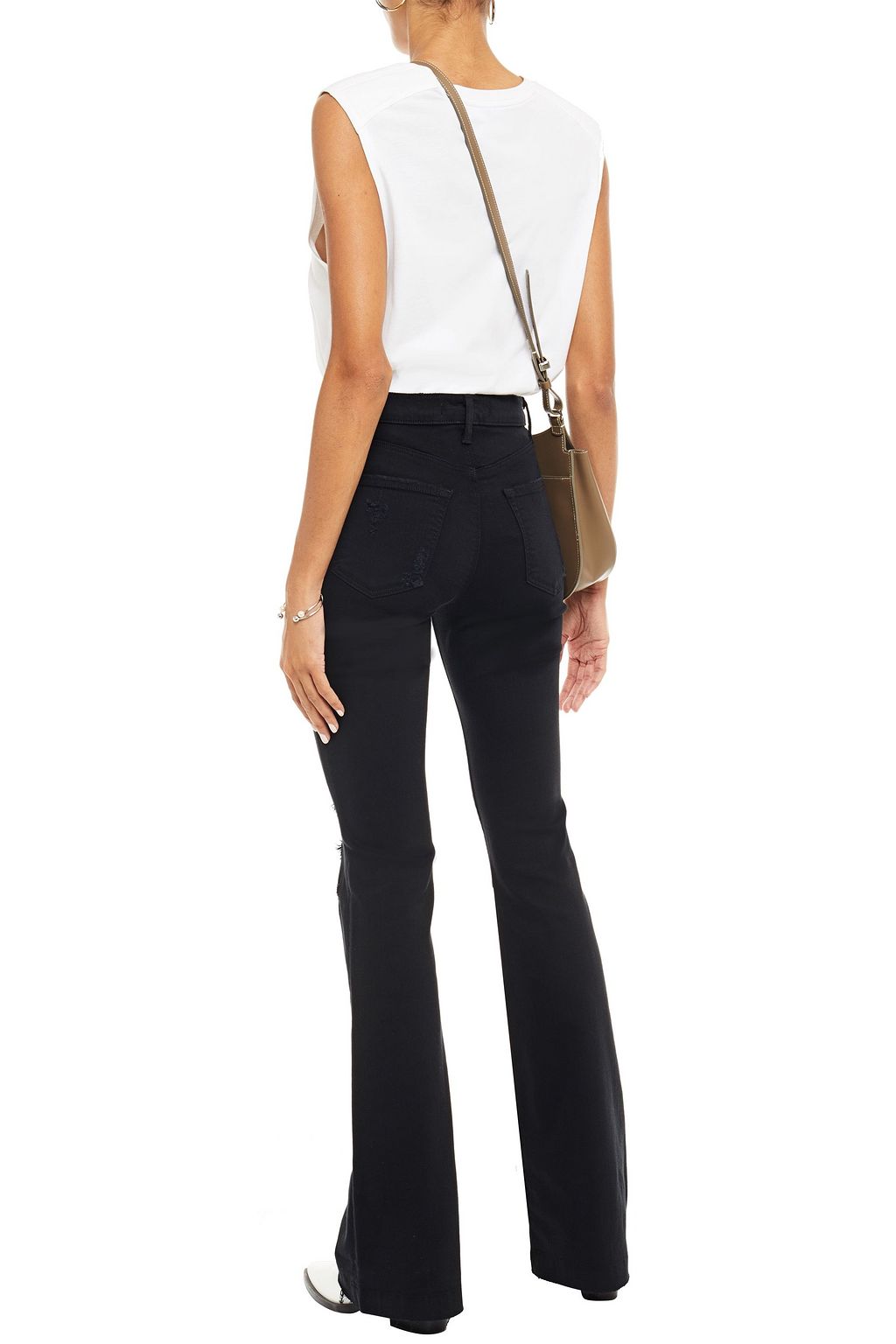 J BRAND Distressed high-rise flared jeans