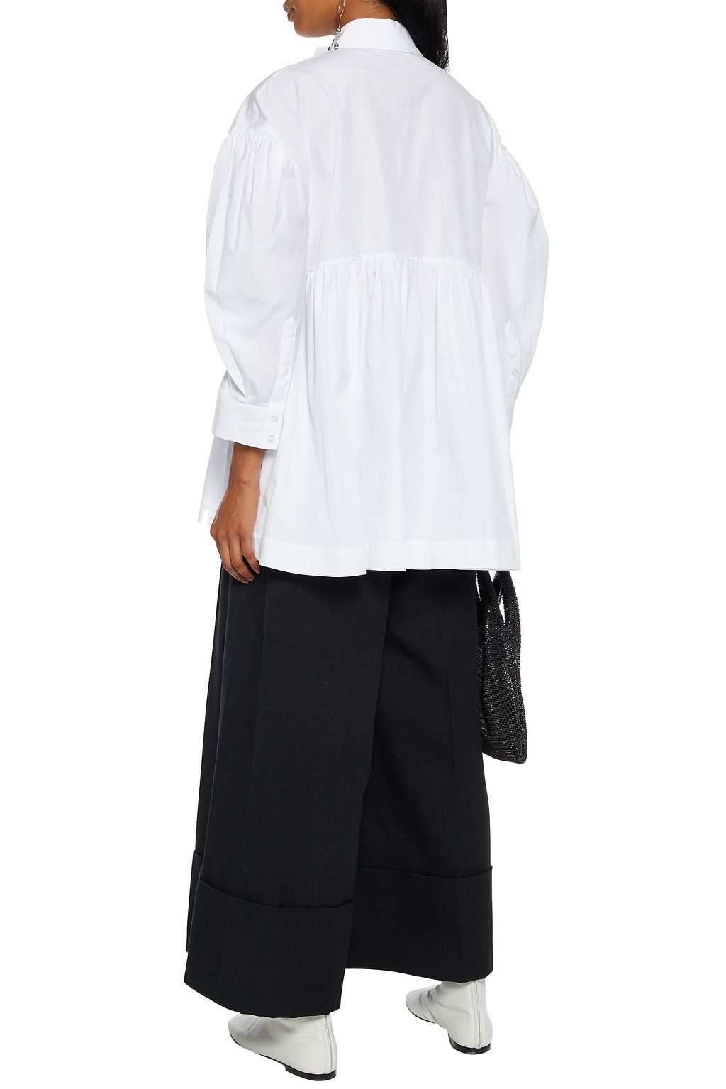 SIMONE ROCHA Cropped pleated twill wide-leg pants