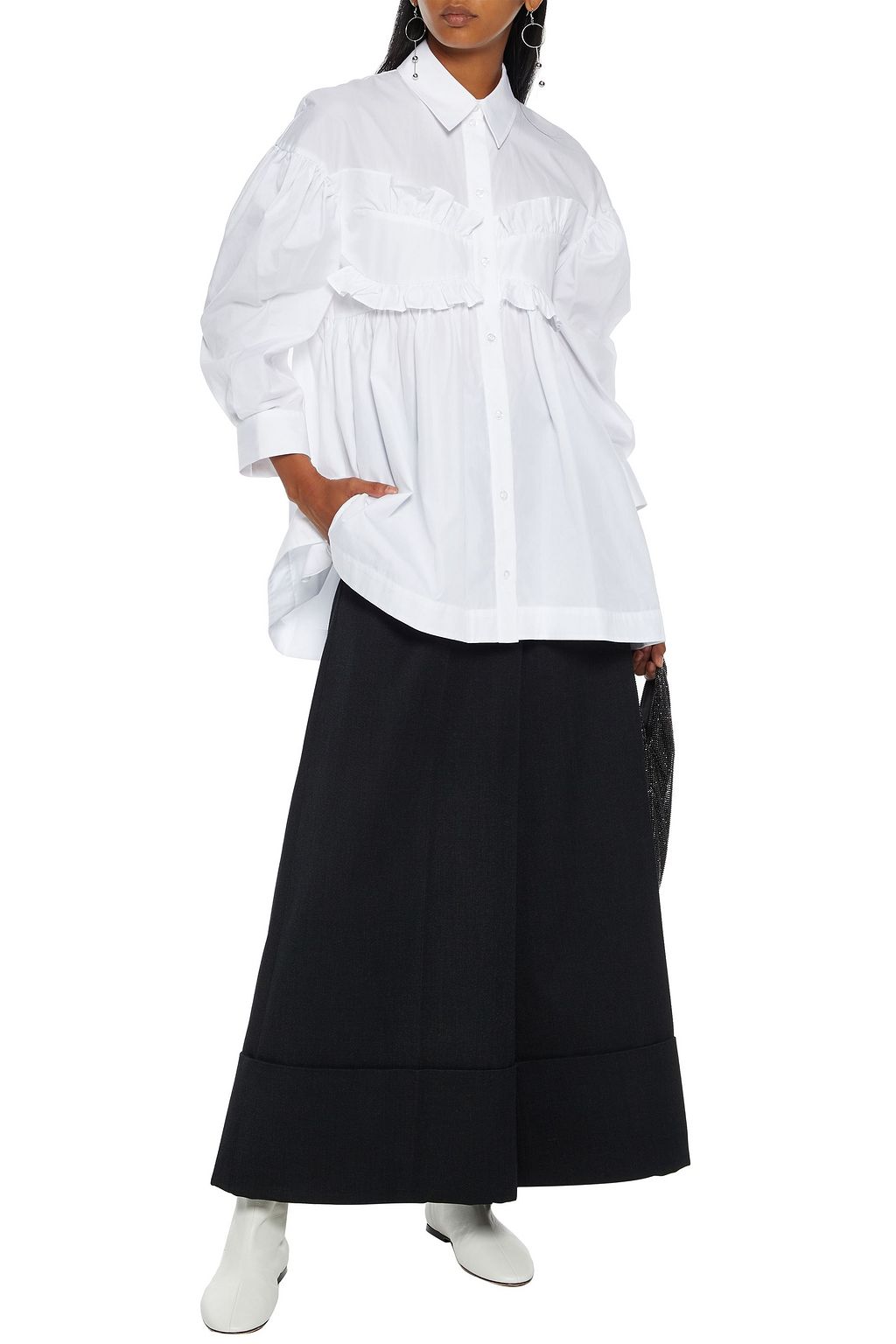SIMONE ROCHA Cropped pleated twill wide-leg pants