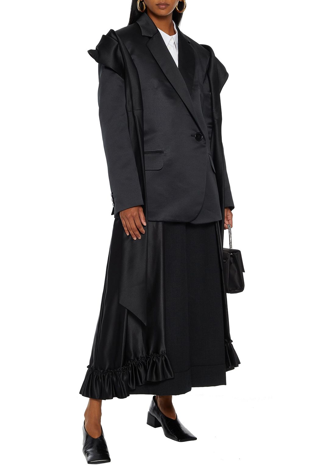 SIMONE ROCHA Double-breasted draped satin blazer