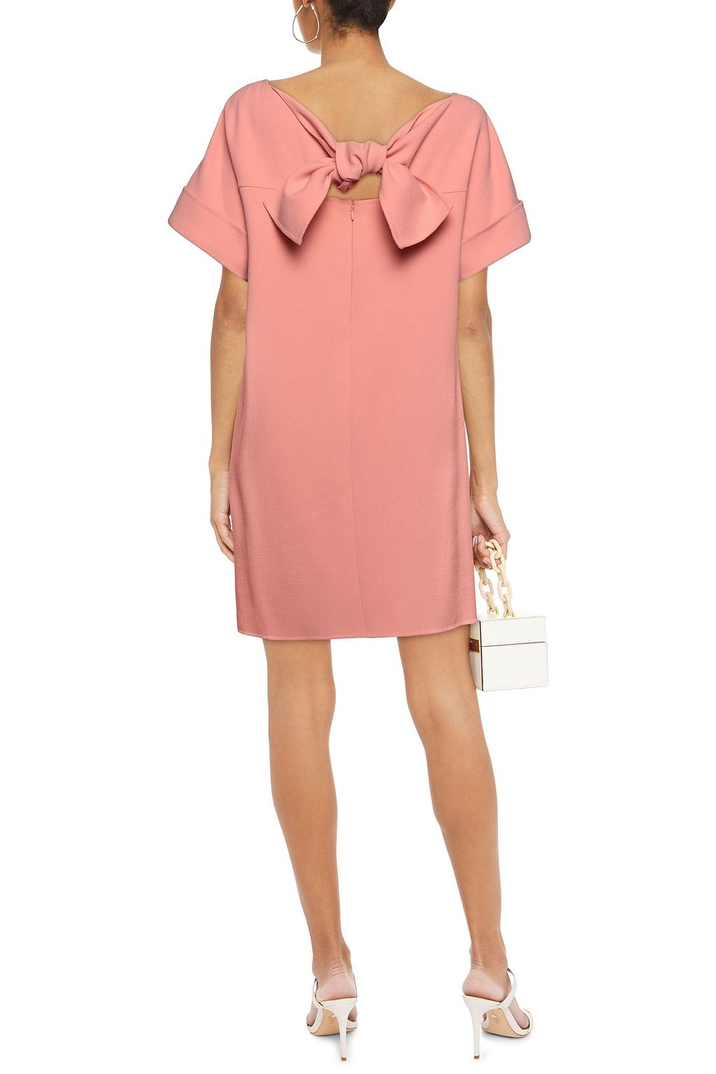 OSCAR DE LA RENTA Knotted wool-blend crepe dress