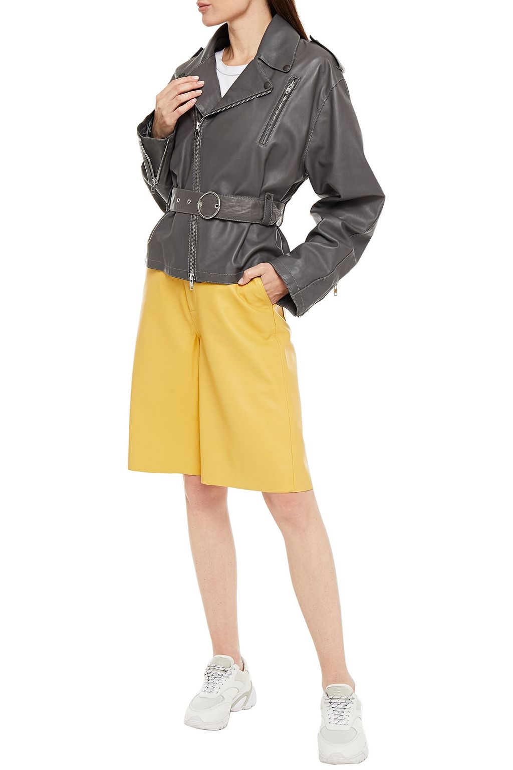 MAISON MARGIELA Belted leather biker jacket