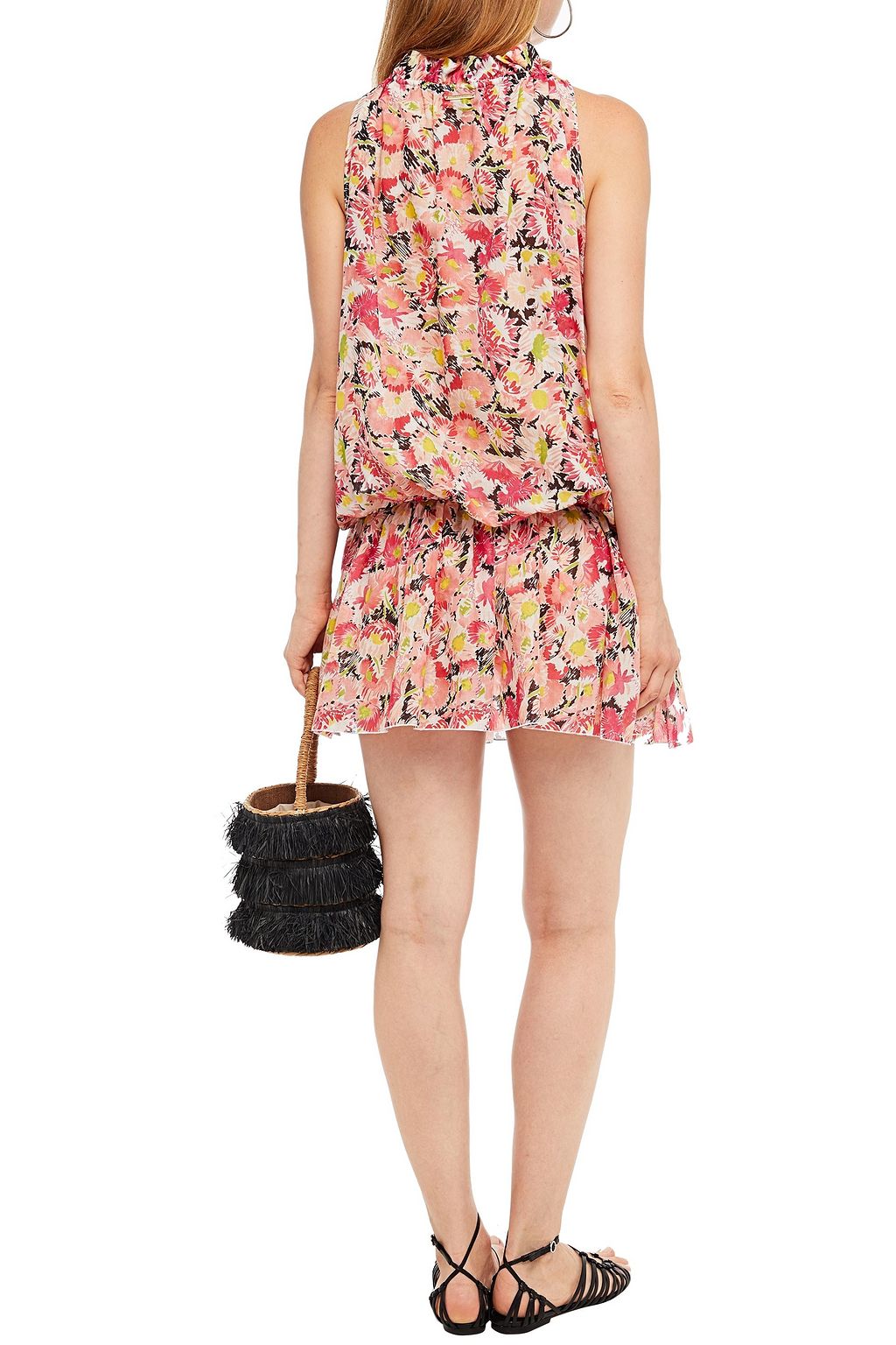 STELLA MCCARTNEY Ruffle-trimmed floral-print cotton mini dress
