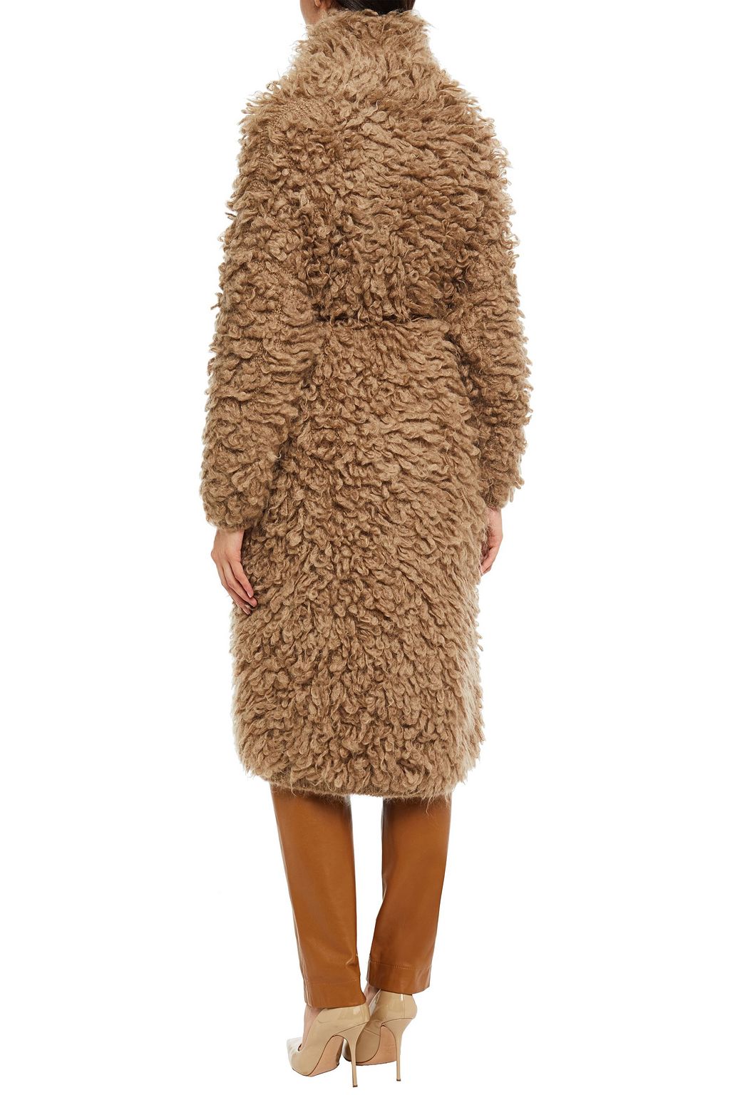 BRUNELLO CUCINELLI ベルト付き モヘア混ブークレニット コート