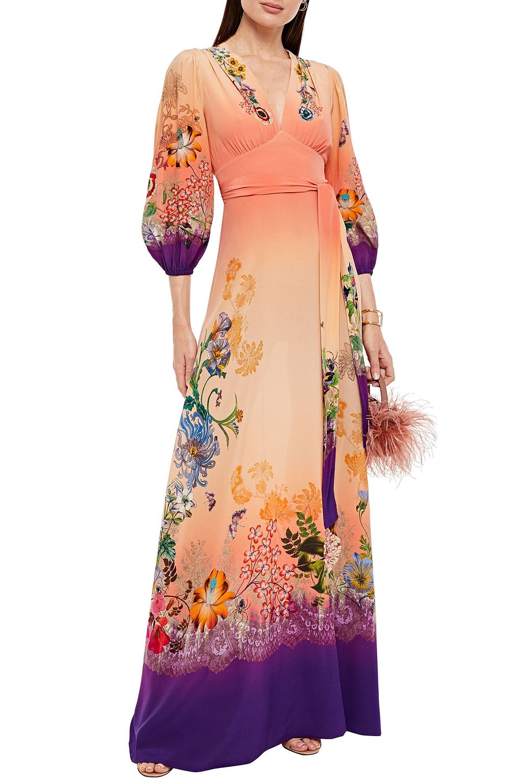 ETRO Gathered floral-print silk crepe de chine maxi dress