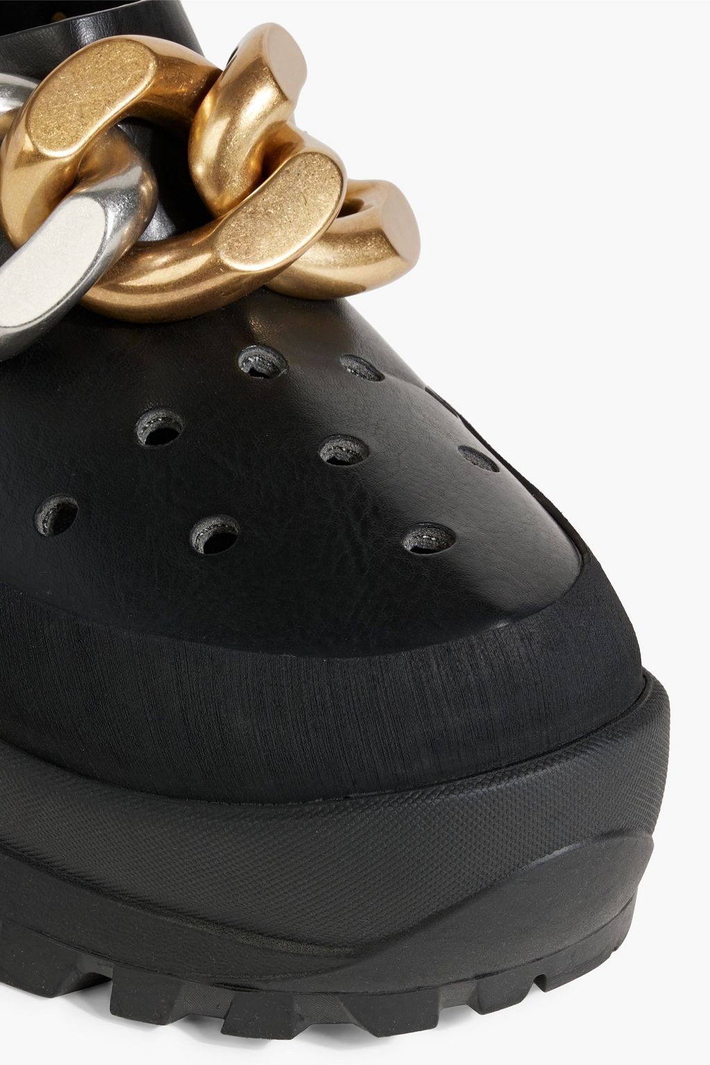 STELLA MCCARTNEY Trace chain-embellished faux leather and rubber clogs