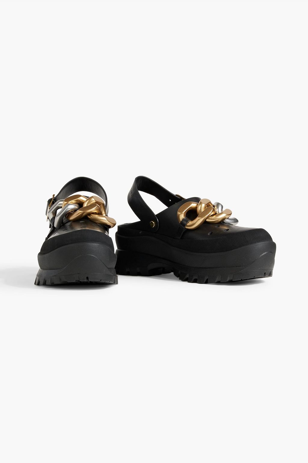 STELLA MCCARTNEY Trace chain-embellished faux leather and rubber clogs