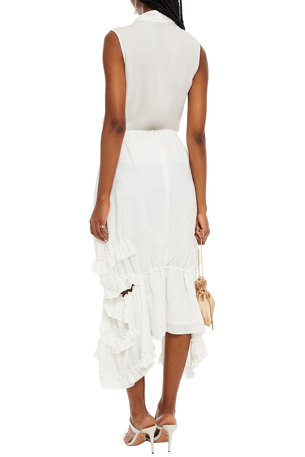 SIMONE ROCHA Embroidered ruffled georgette midi skirt