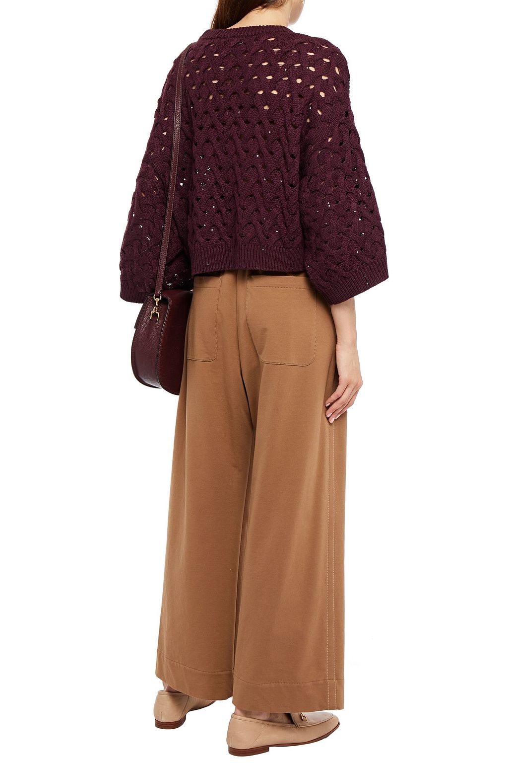 BRUNELLO CUCINELLI Cropped sequined cashmere and silk-blend sweater
